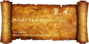 Mihálka Anna névjegykártya