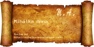 Mihálka Anna névjegykártya